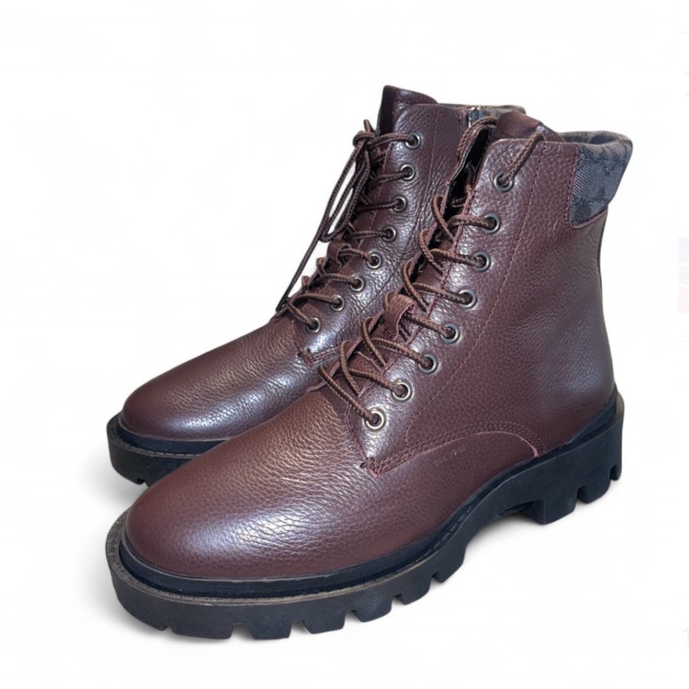 Coach Brown Leather Lace-Up Boots - Picture 2 of 7